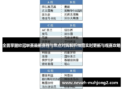 全面掌握欧冠联赛最新赛程与焦点对阵解析指南实时更新与观赛攻略